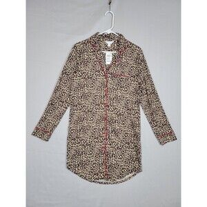 NWT Charter Club Sueded Super Soft Sleep Shirt Nightgown Womens Small Leopard
